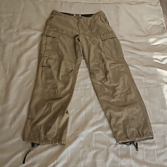Old Navy Men Relaxed Fit Khaki Cargo Pants With Camo Ankle String 31×32 - Picture 10 of 16